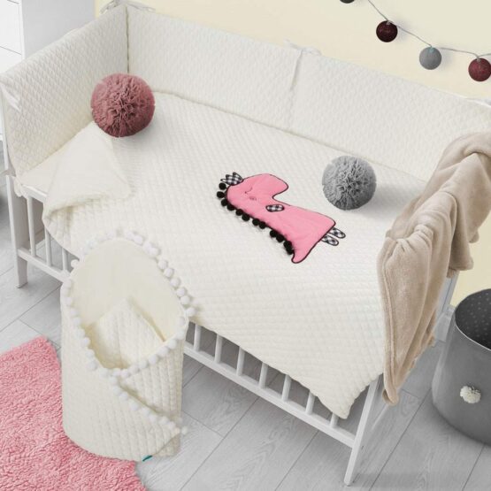 3-dielne posteľné obliečky Belisima Dino 3D 100/135 smotanovo-ružové