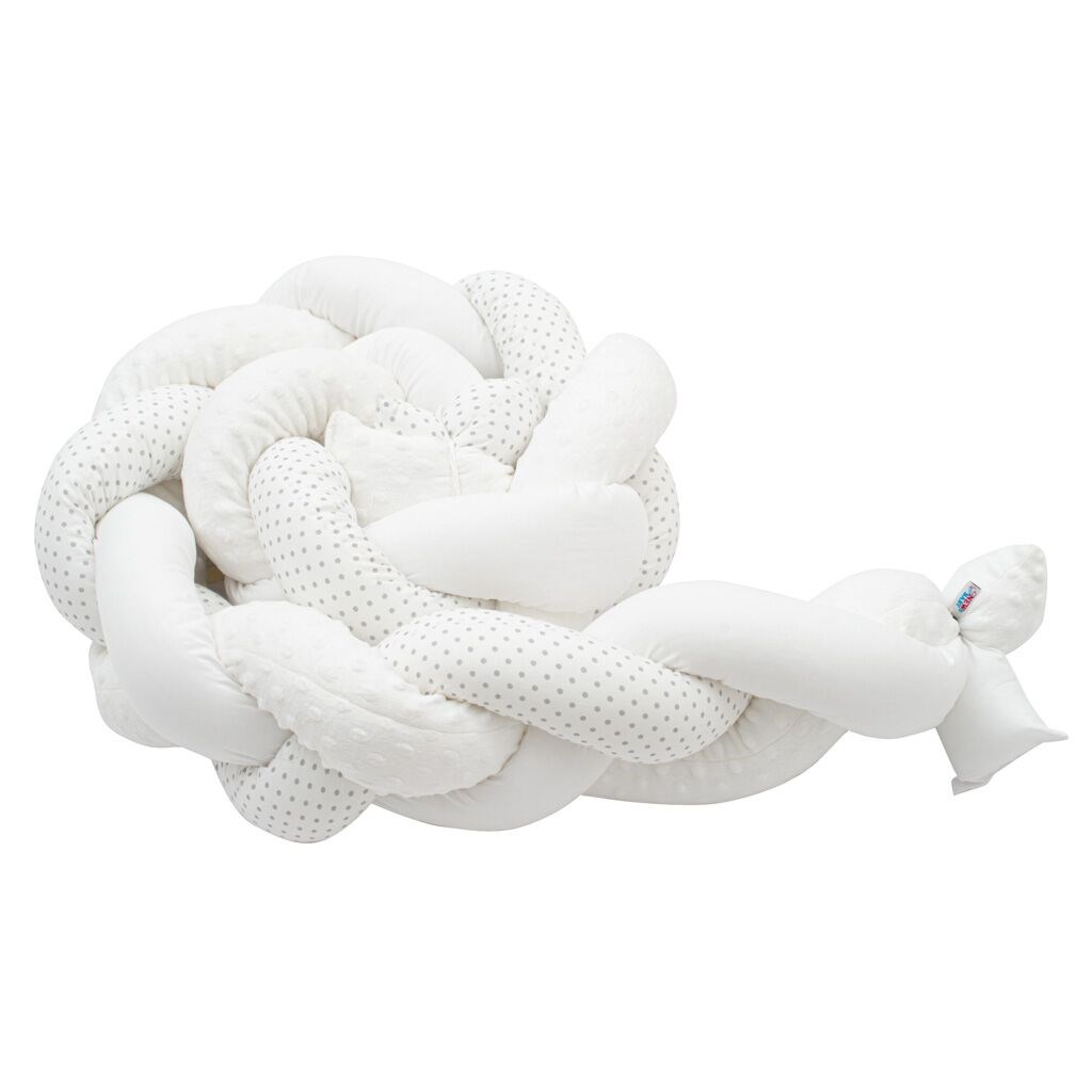 Ochranný mantinel do postieľky vrkoč New Baby Minka a Bodky sivý 4