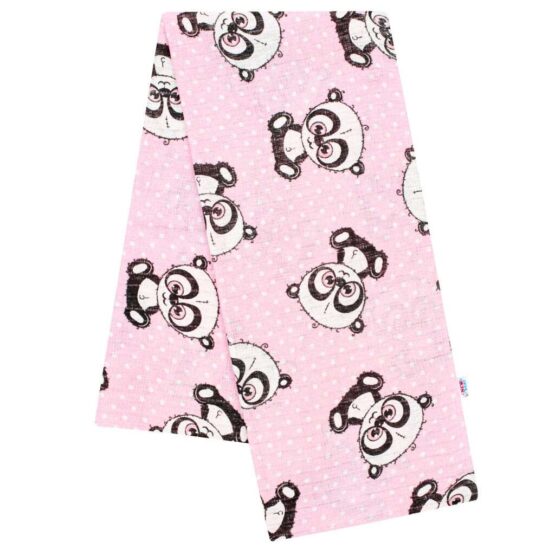 Bavlnená plienka s potlačou New Baby rúžová panda s bielou bodkou