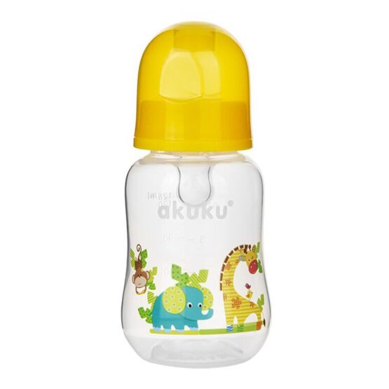 Fľaša s obrázkom Akuku 125 ml žirafa žltá