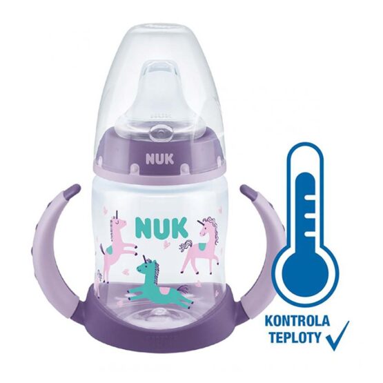 Dojčenská fľaša na učenie NUK s kontrolou teploty 150 ml fialová