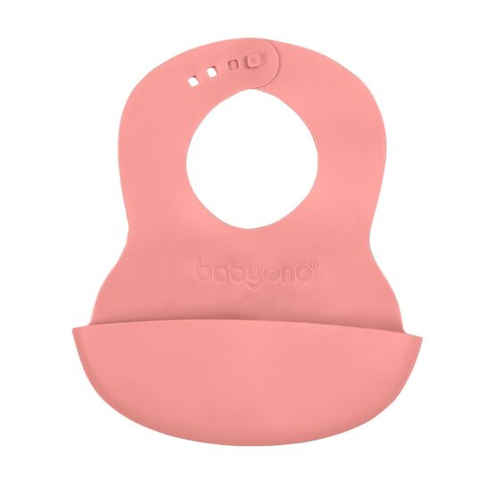 Nastaviteľný plastový podbradník s vreckom Baby Ono ružový