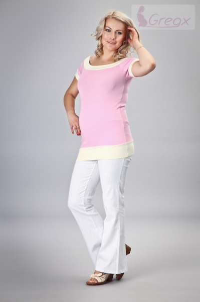 Elegantné tehotenské nohavice JEANS – biela