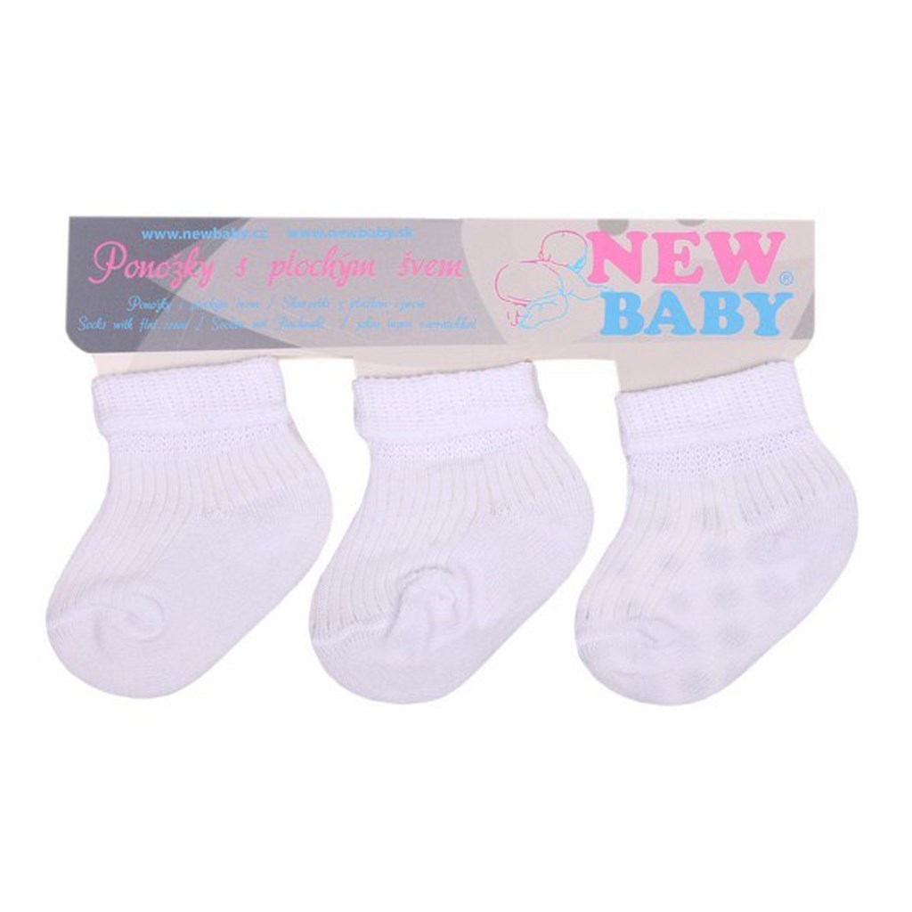 Dojčenské pruhované ponožky New Baby biele  – 3ks