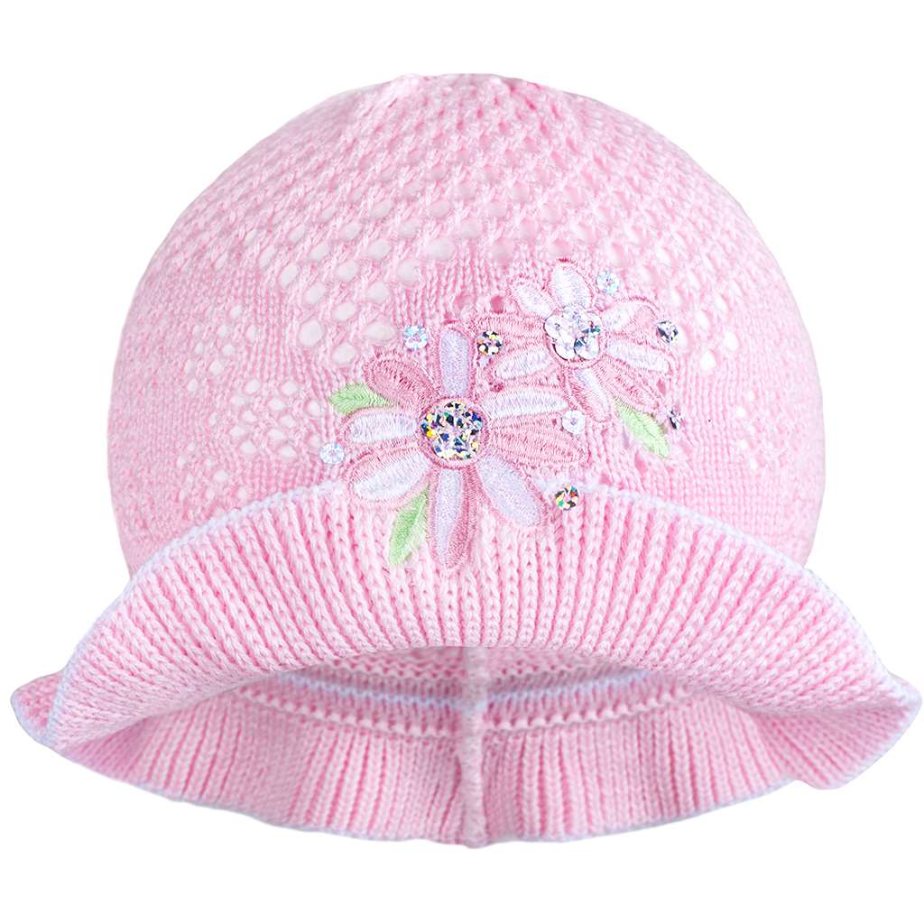Pletený klobúčik New Baby ružovo-biely