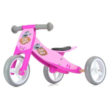 Detské multifunkčné odrážadlo bicykel 2v1 Milly Mally JAKE pink Cowgirl