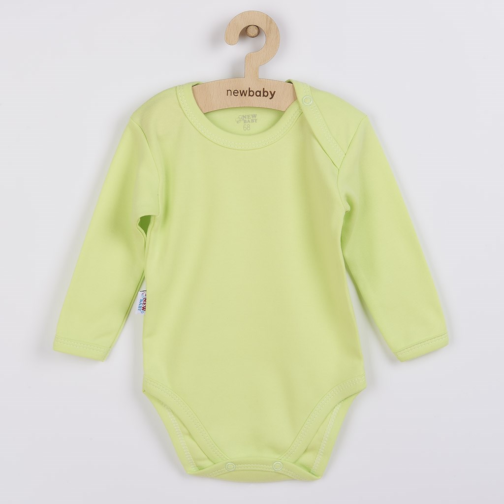 Dojčenské bavlnené body s dlhým rukávom New Baby Pastel zelené