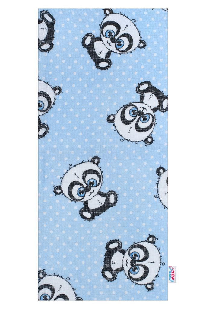 Bavlnená plienka s potlačou New Baby modrá panda s bielou bodkou