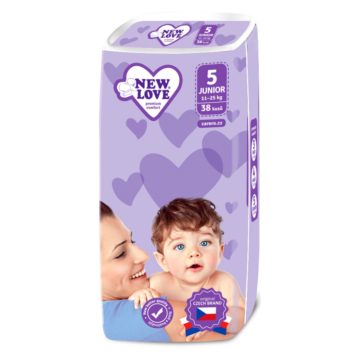 Detské jednorázové plienky New Love Premium comfort 5 JUNIOR 11-25 kg 38 ks