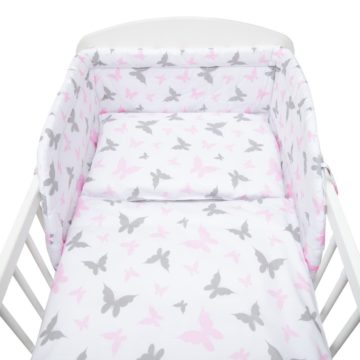 3-dielne posteľné obliečky New Baby 90/120 cm biele motýle