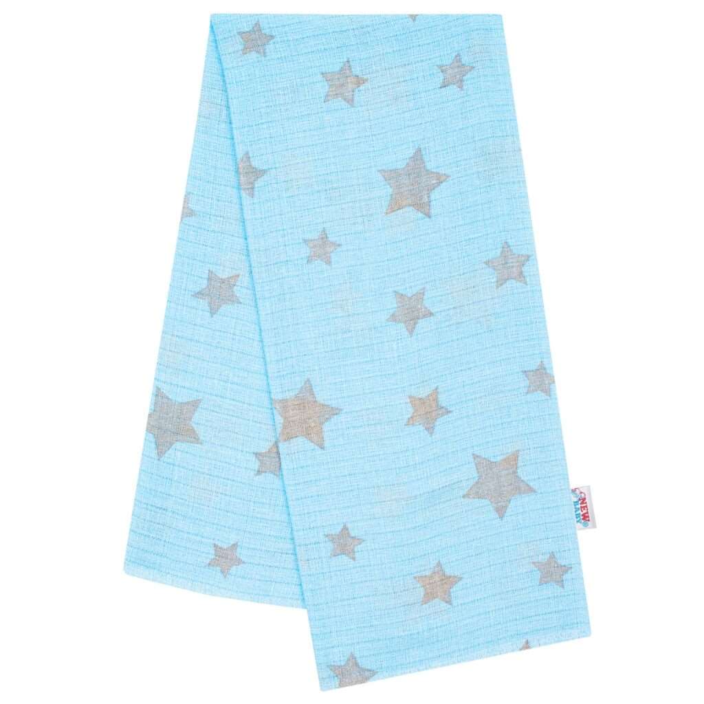 Bavlnená plienka s potlačou New Baby modrá so sivými hviezdami