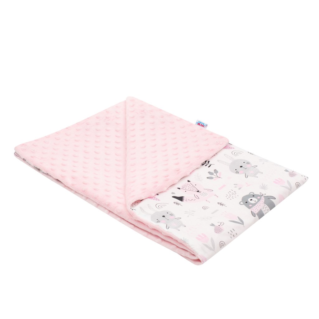 Detská deka z Minky New Baby Medvedíkovia ružová 80×102 cm
