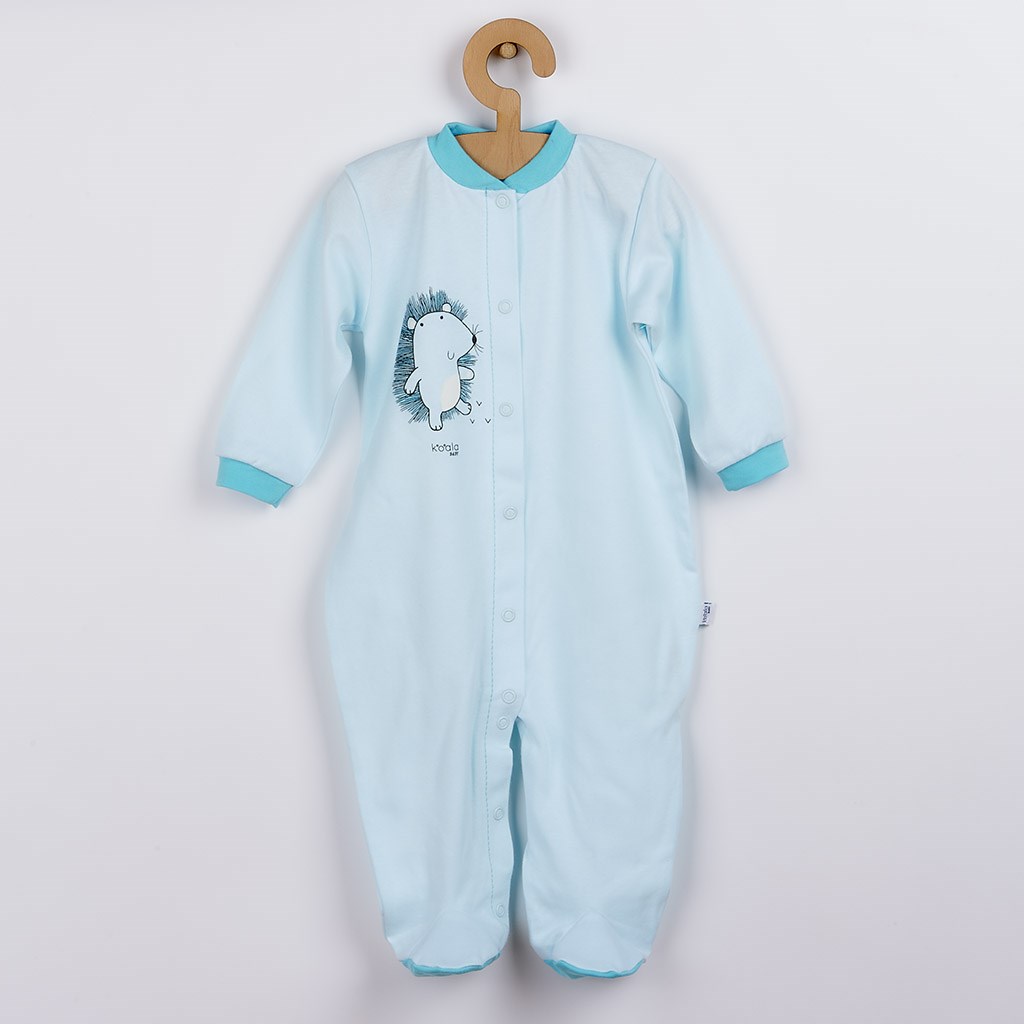 Dojčenský overal z organickej bavlny Koala Lesný Priateľ modrý