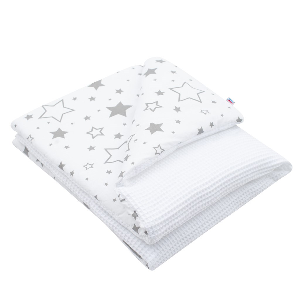 Detská deka s výplňou New Baby Vafle biela hviezdičky 80×102 cm