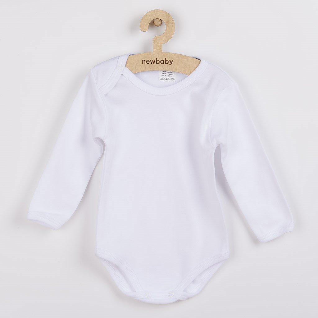 Luxusné bavlnené body dlhý rukáv New Baby – biele