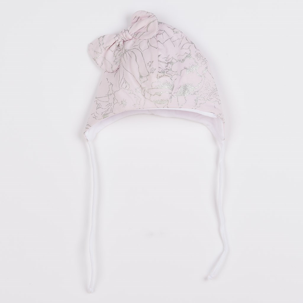 Dojčenská bavlnená čiapka s mašličkou New Baby NUNU ružová