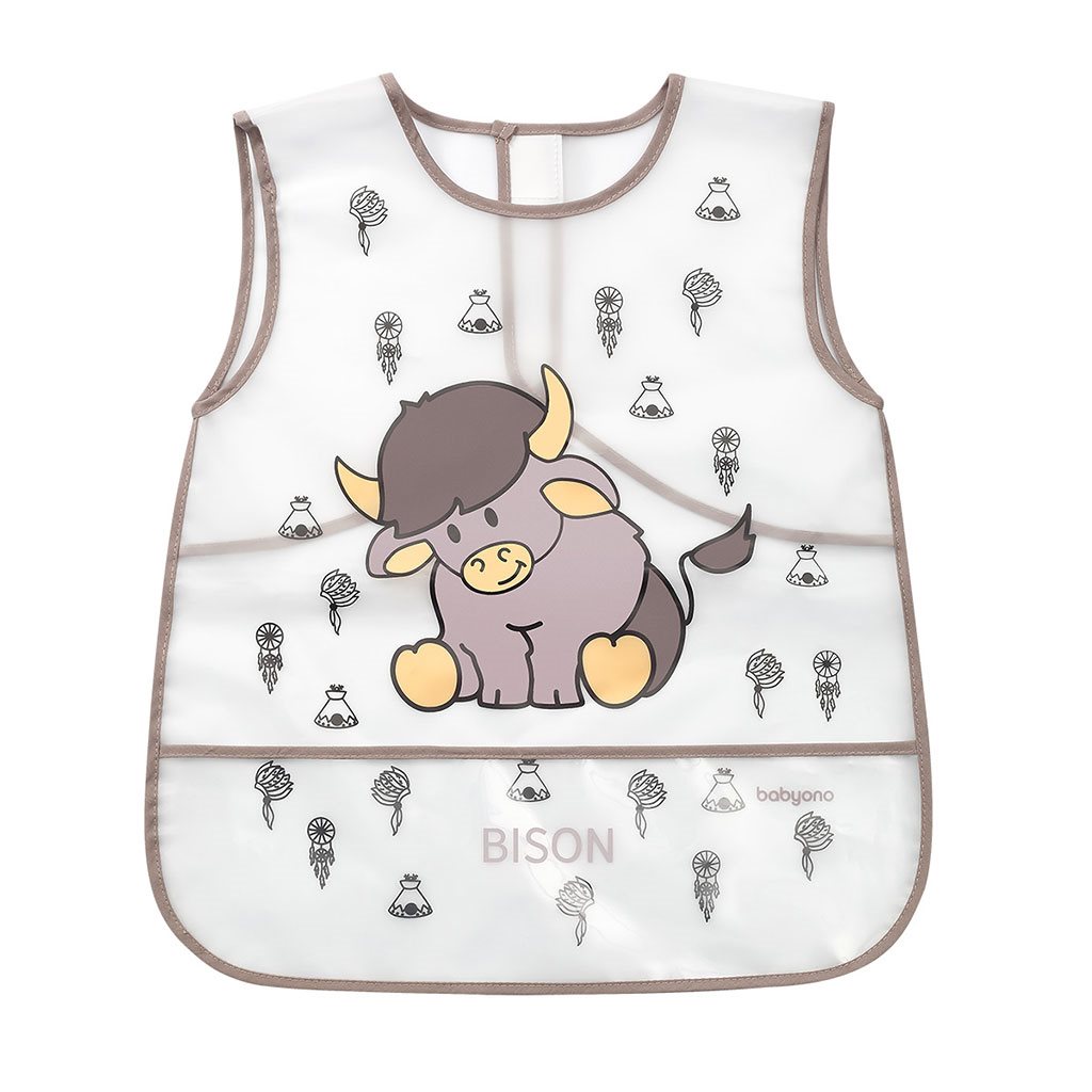 Umývateľný podbradník – zástera 38×45 cm Baby Ono bizón