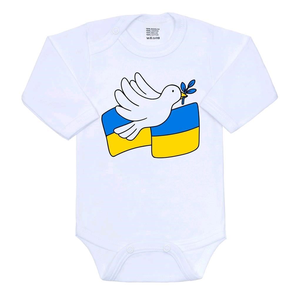 Body s potlačou New Baby Mier pre Ukrajinu – Holubica mieru