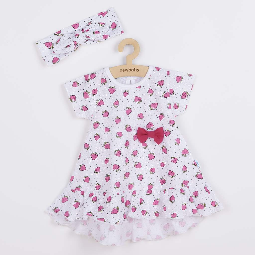 Dojčenské bavlnené šatôčky s čelenkou New Baby Strawbery