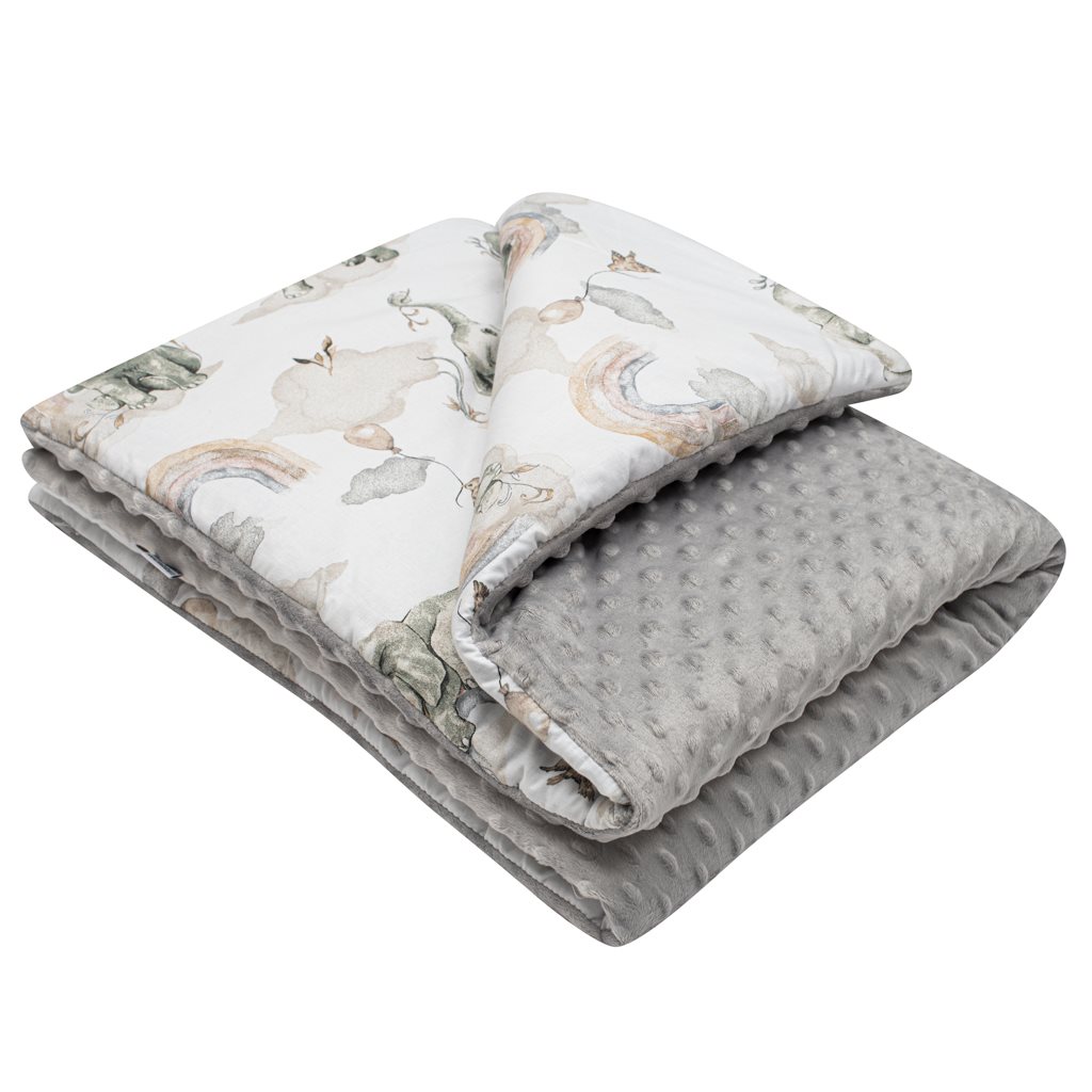 Detská deka z Minky s výplňou New Baby Sloníky bielo-sivá 80×102 cm