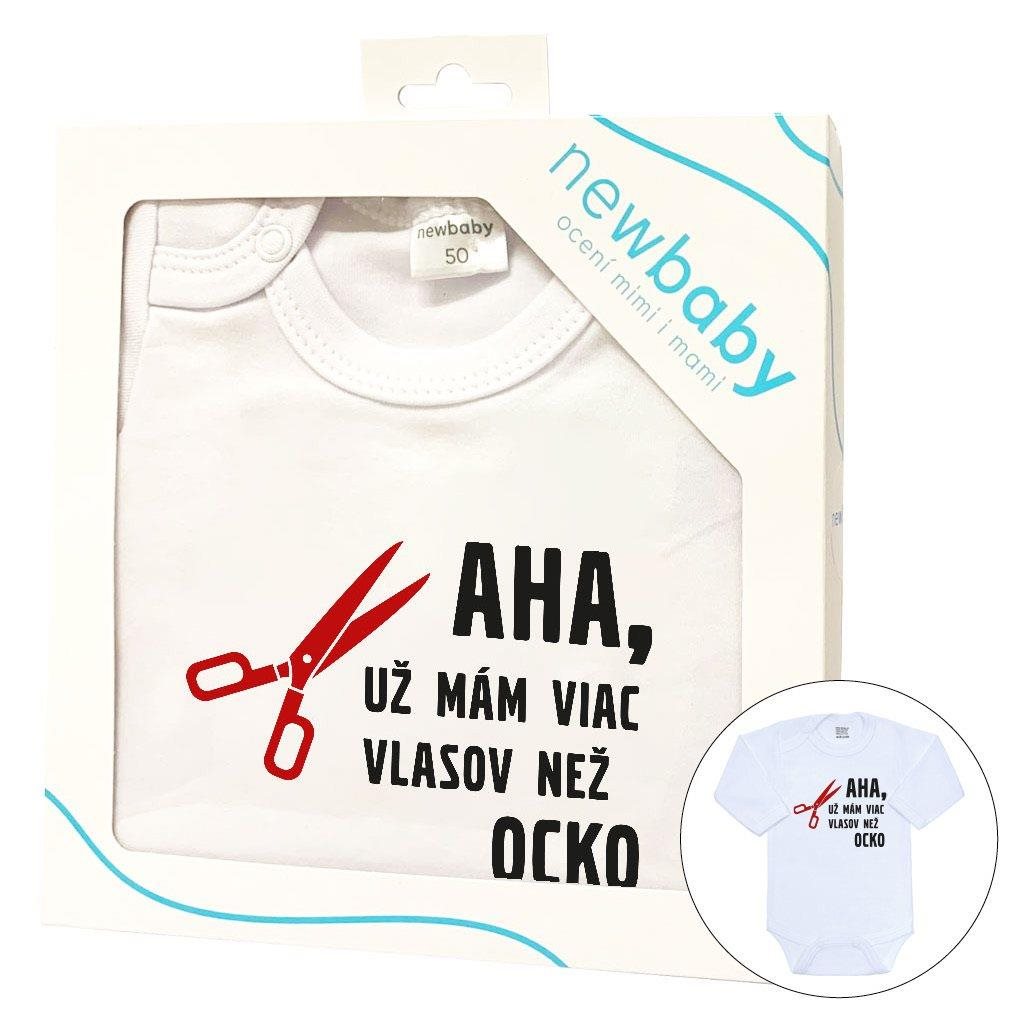 Body s potlačou New Baby Viac vlasov než ocko – darčekové balenie