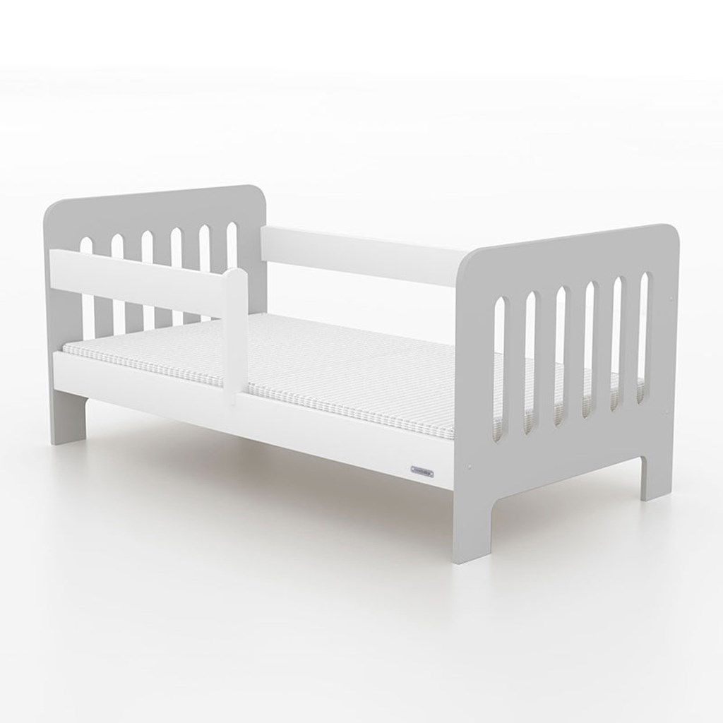 Detská posteľ so zábranou New Baby ERIK 140×70 cm bielo-sivá