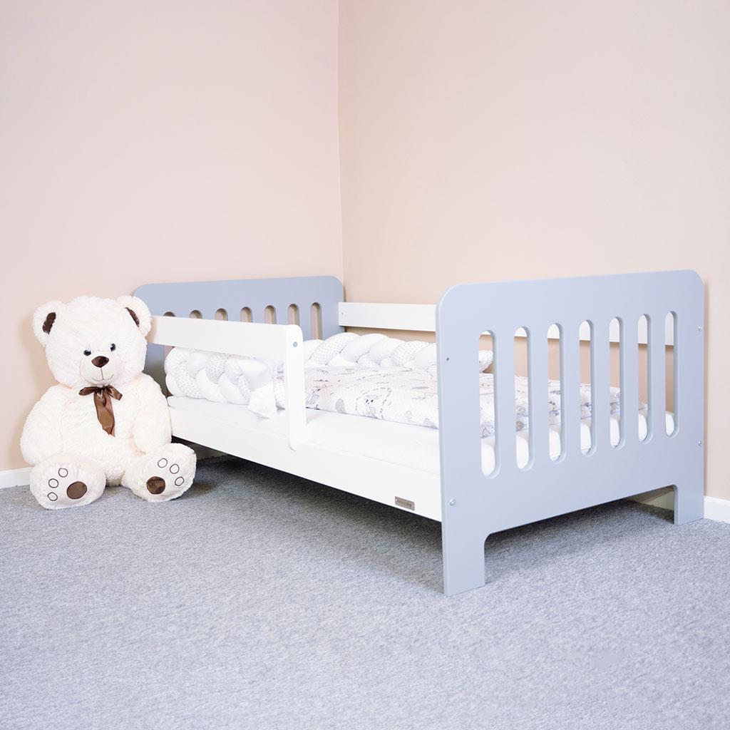 Detská posteľ so zábranou New Baby ERIK 160×80 cm bielo-sivá