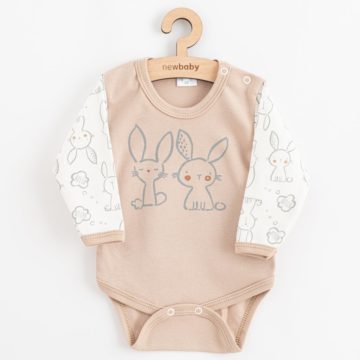 Dojčenské bavlnené body s dlhým rukávom New Baby Rabbit friends
