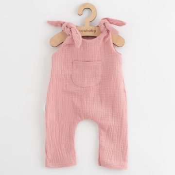 Dojčenské mušelínové zahradníčky New Baby Soft dress ružová