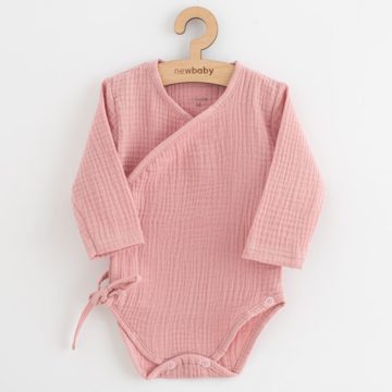 Dojčenské mušelínové body s bočným zaviazovaním New Baby Soft dress ružová