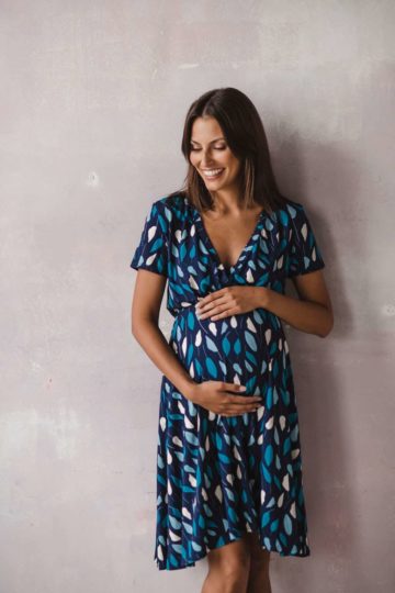 Tehotenské a dojčiace šaty Two Ways MIDI milk & love Leaves